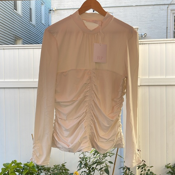 Rachel Parcell - Ivory Long Sleeve Ruched Mock Neck - Picture 3 of 16